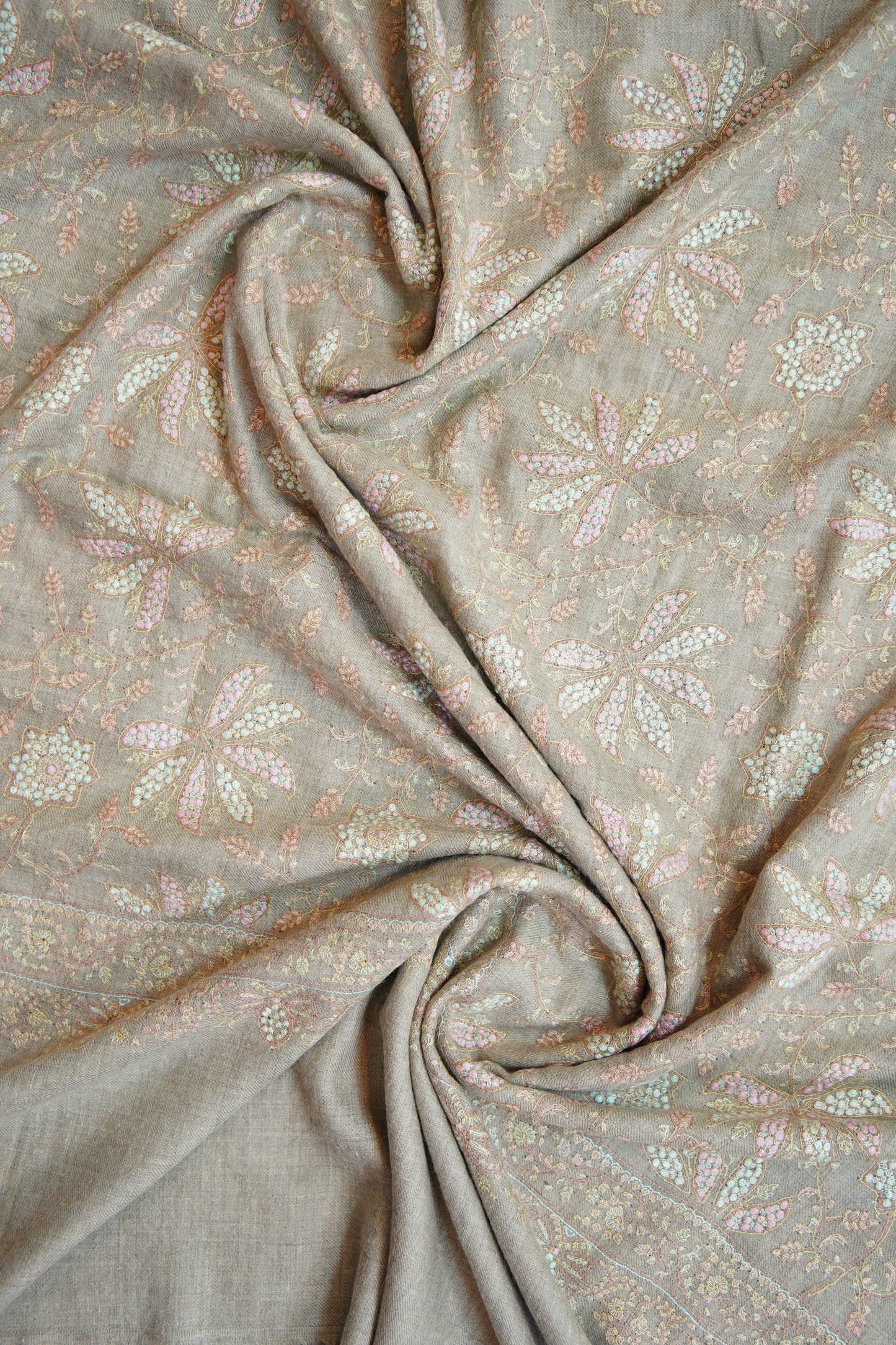 Light natural GI jaali embroidery pashmina shawl 0003