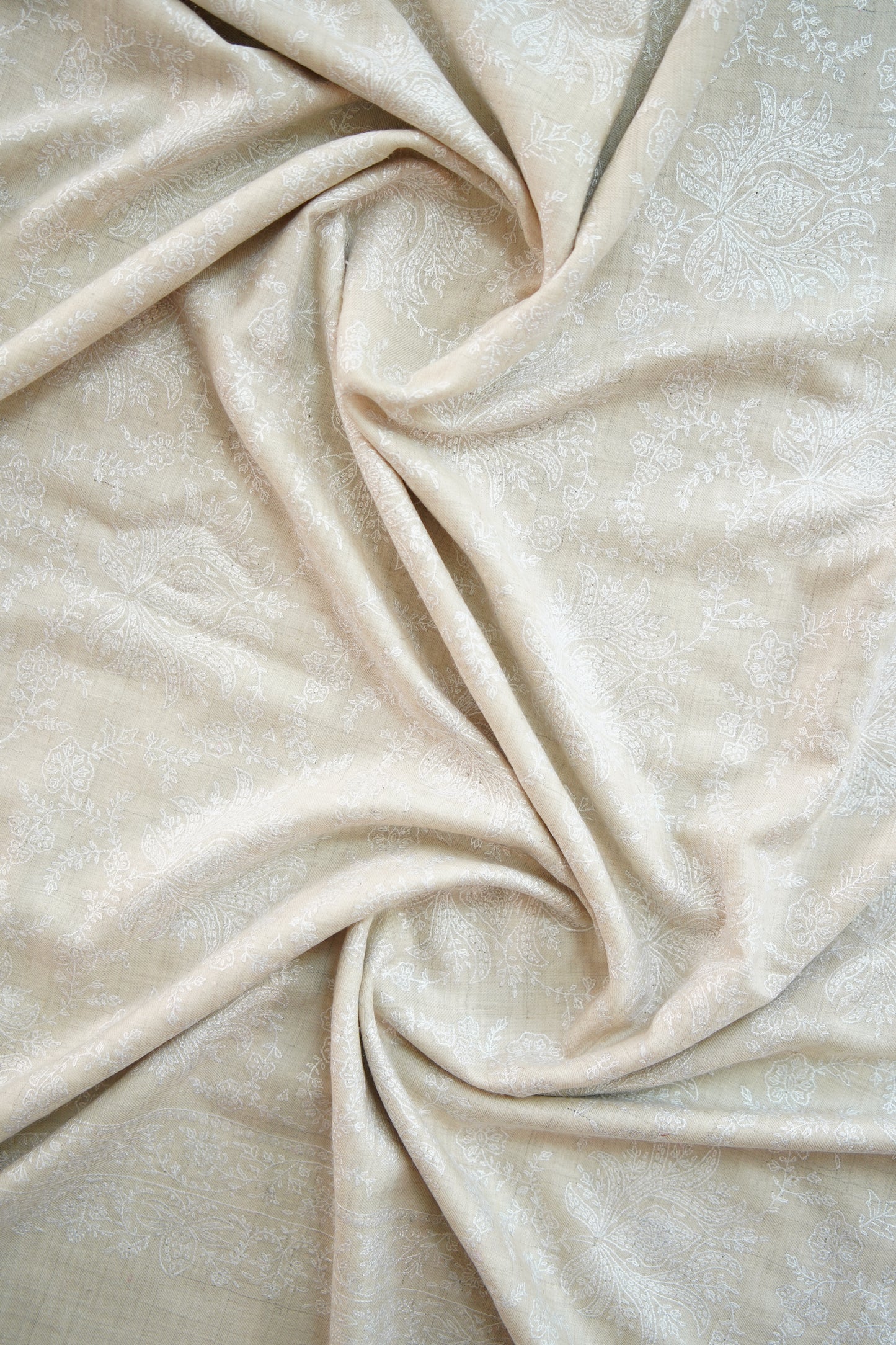 white on white GI embroidery pashmina shawl 0030