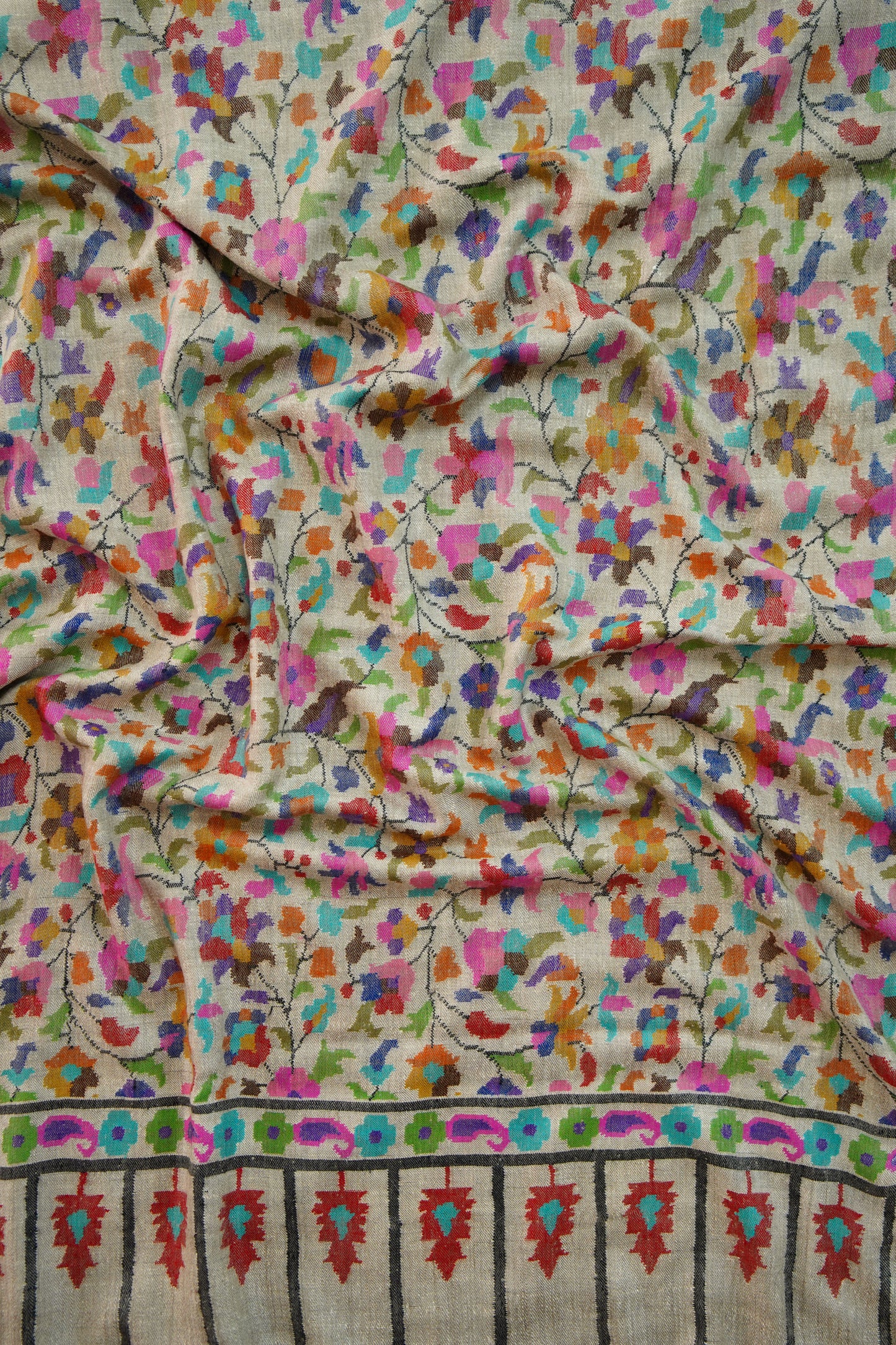 multi-coloured GI kani jamma pashmina shawl 0045