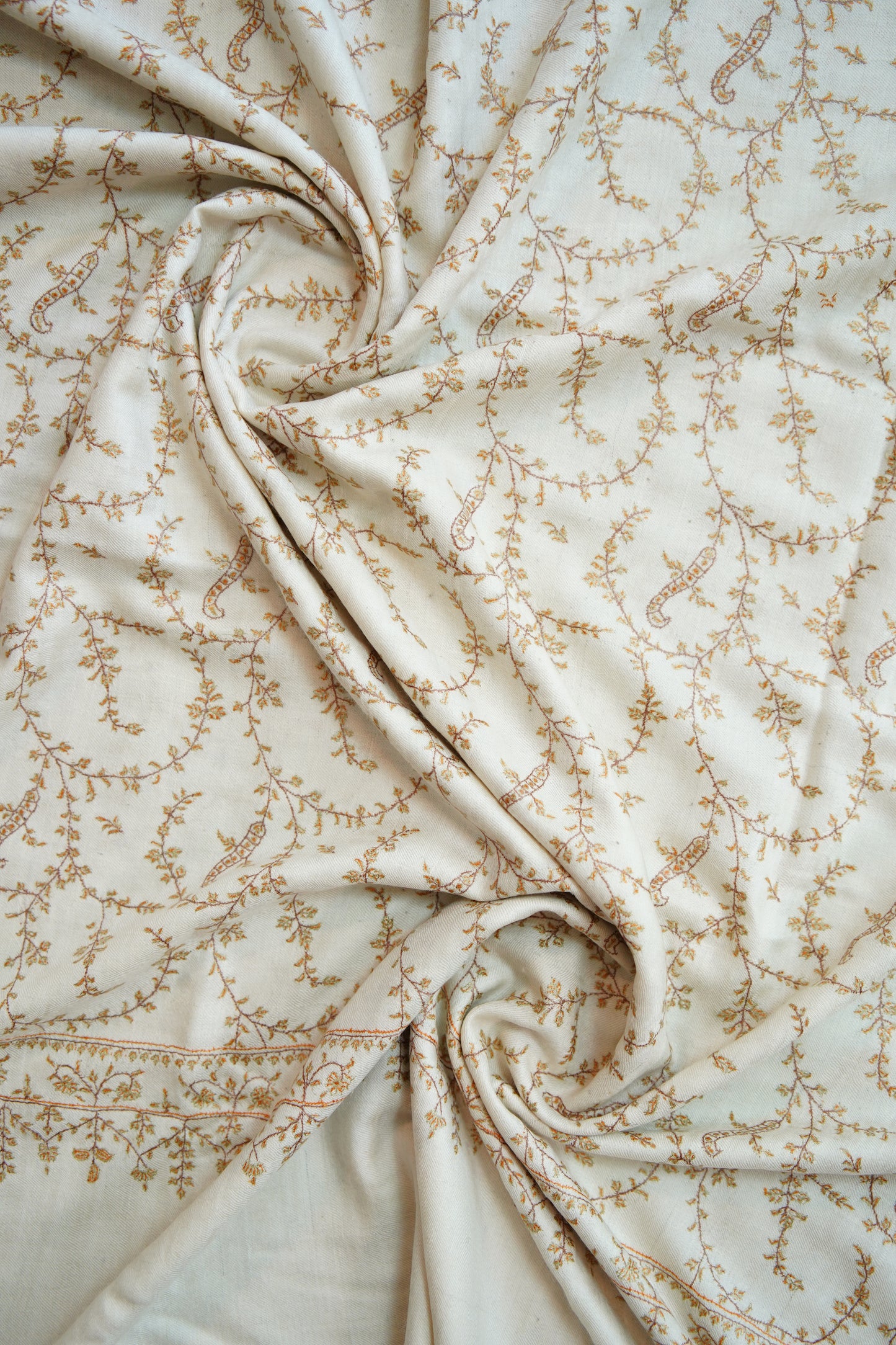 creamy white GI jaali embroidery pashmina shawl 0066