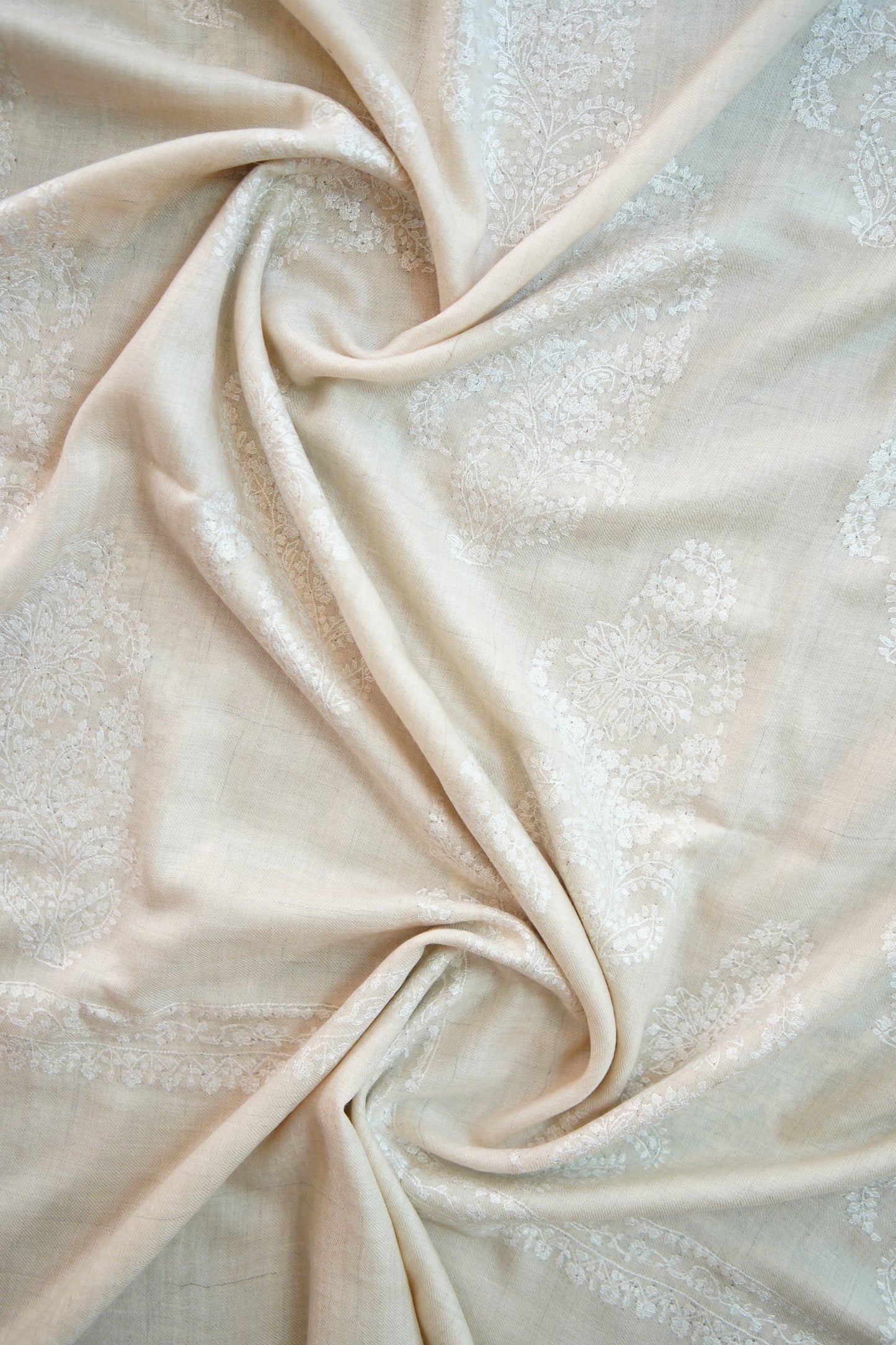 white on white GI butis embroidery pashmina shawl 0092