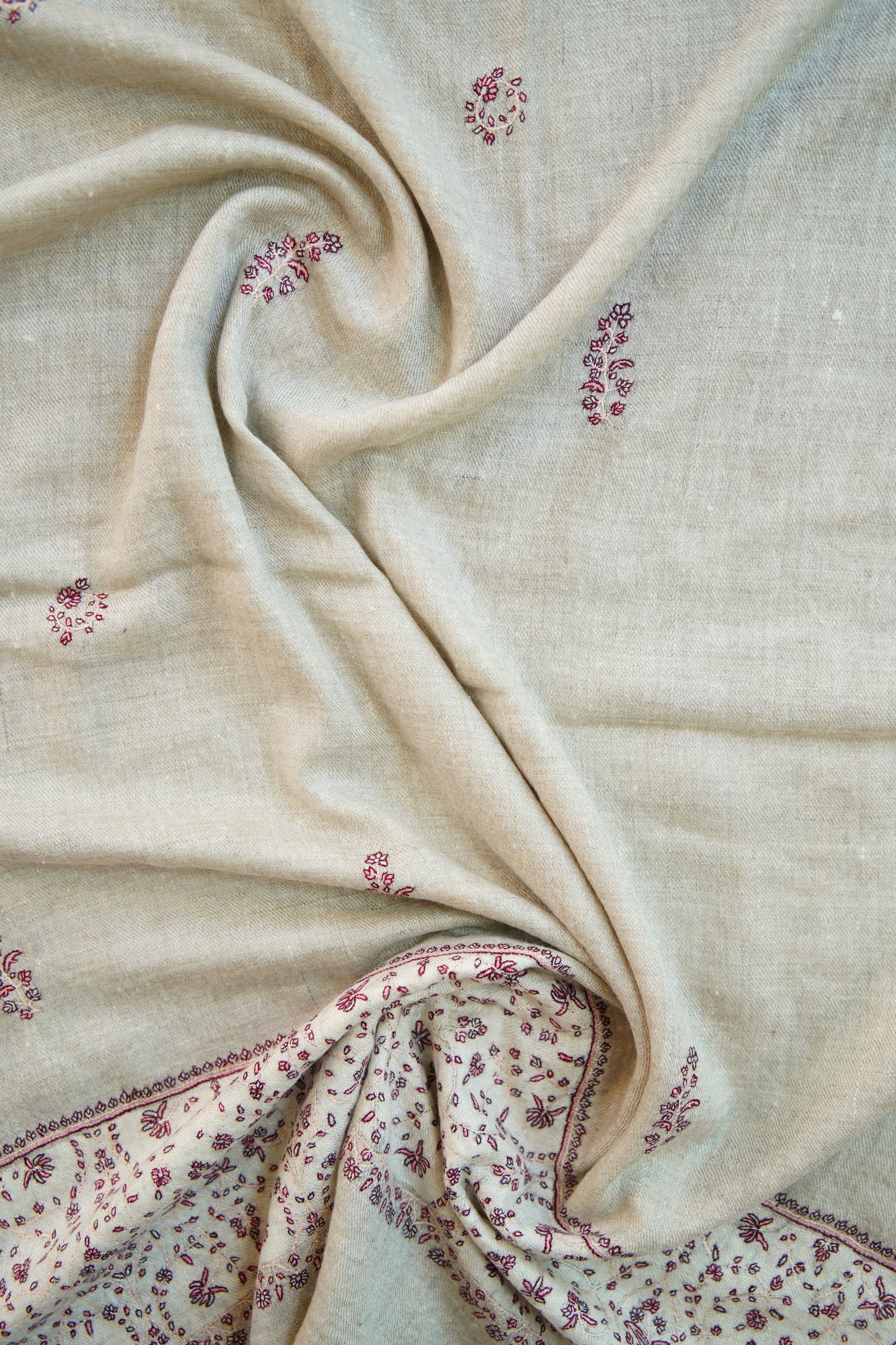 light natural GI butis embroidery pashmina stole 0101
