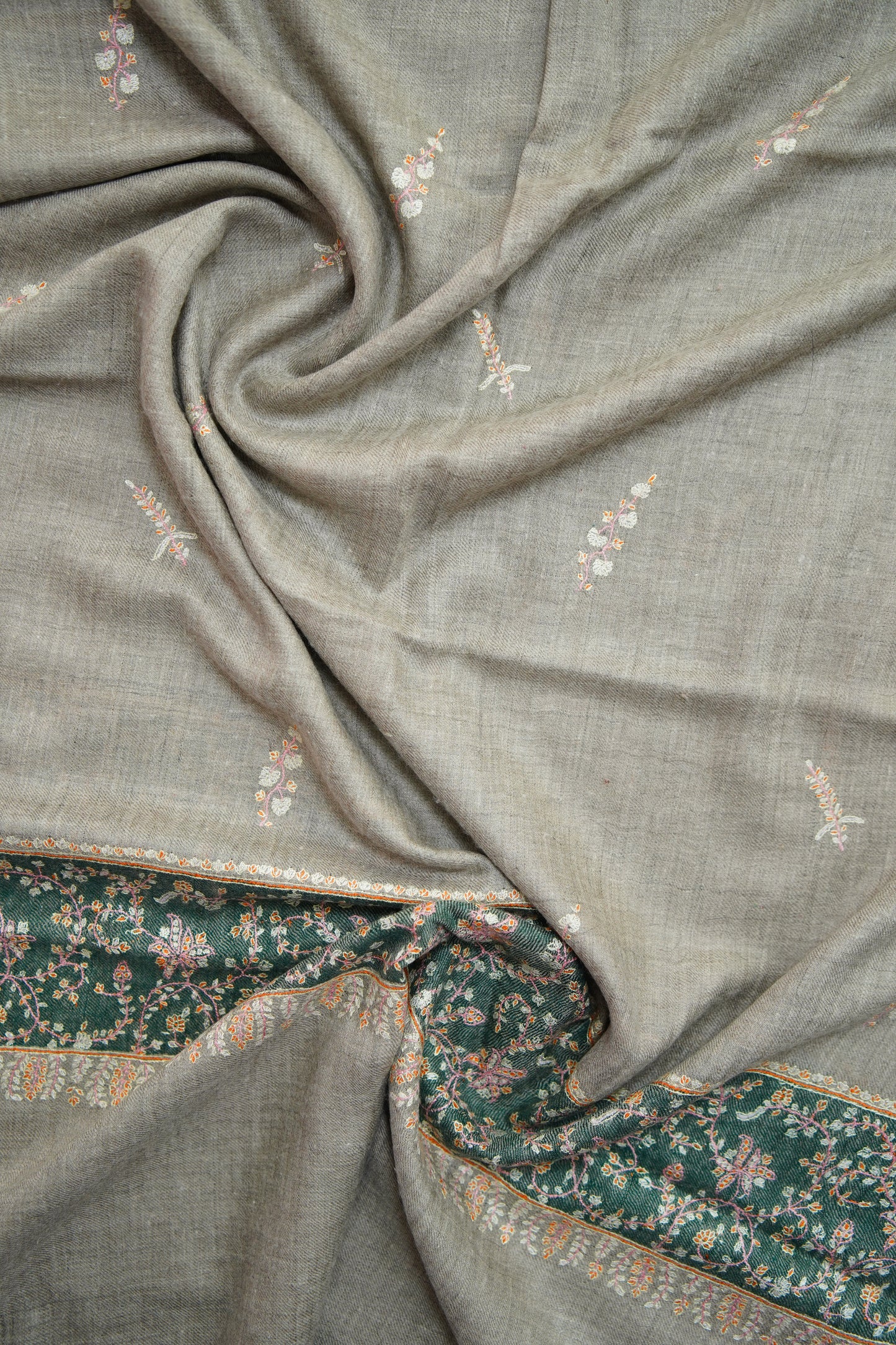 natural butis GI embroidery pashmina stole 0109