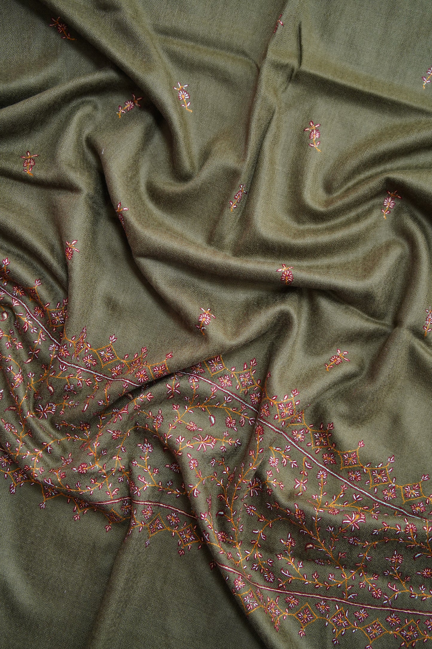 chocolate brown GI embroidery pashmina stole 0110