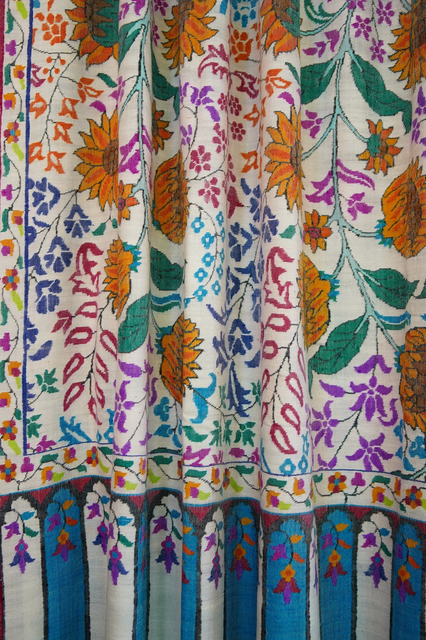 multi-coloured sunflower XL GI kani jamma pashmina shawl 0116