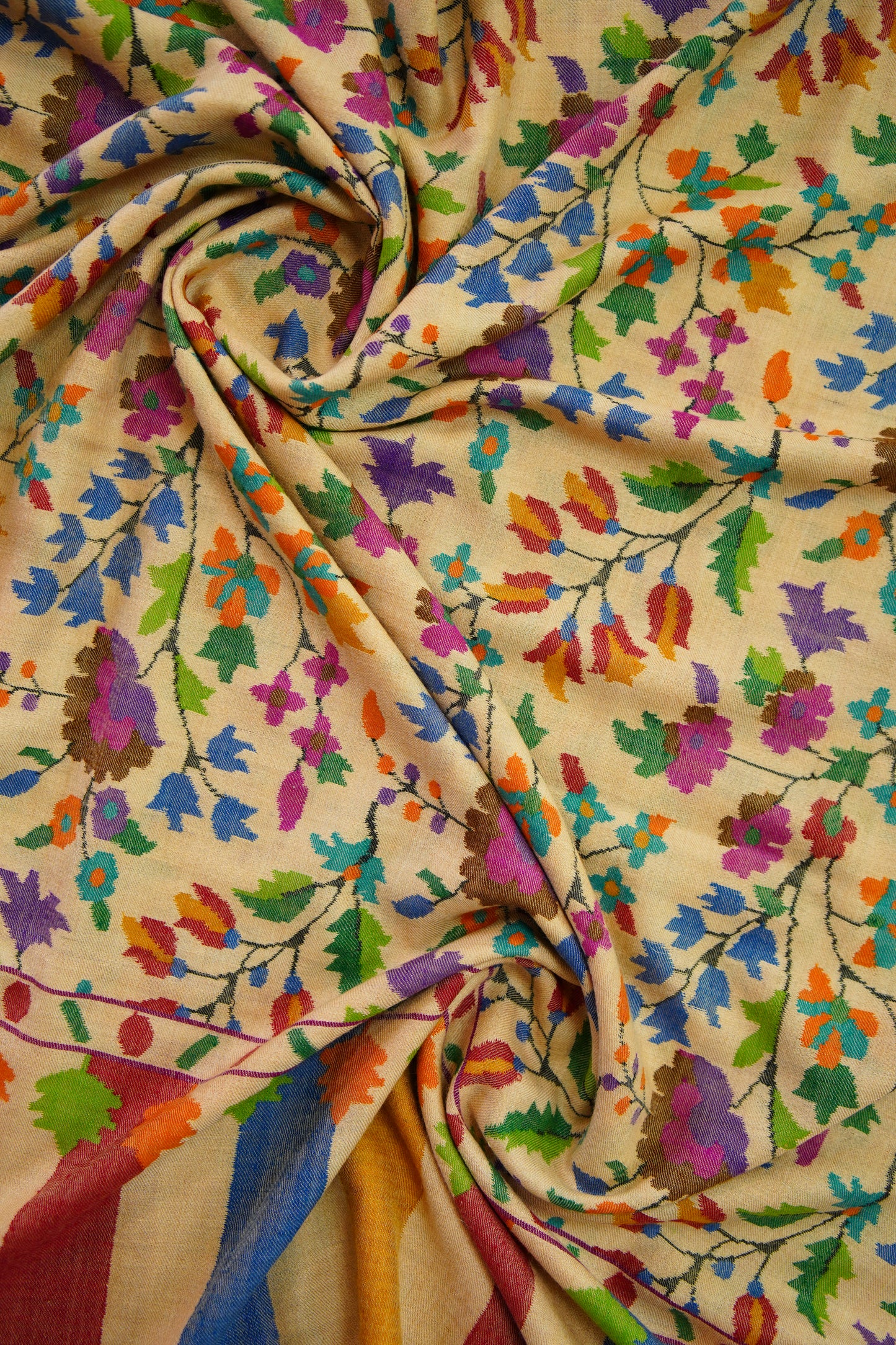 multi-coloured GI kani jamma pashmina shawl 0121