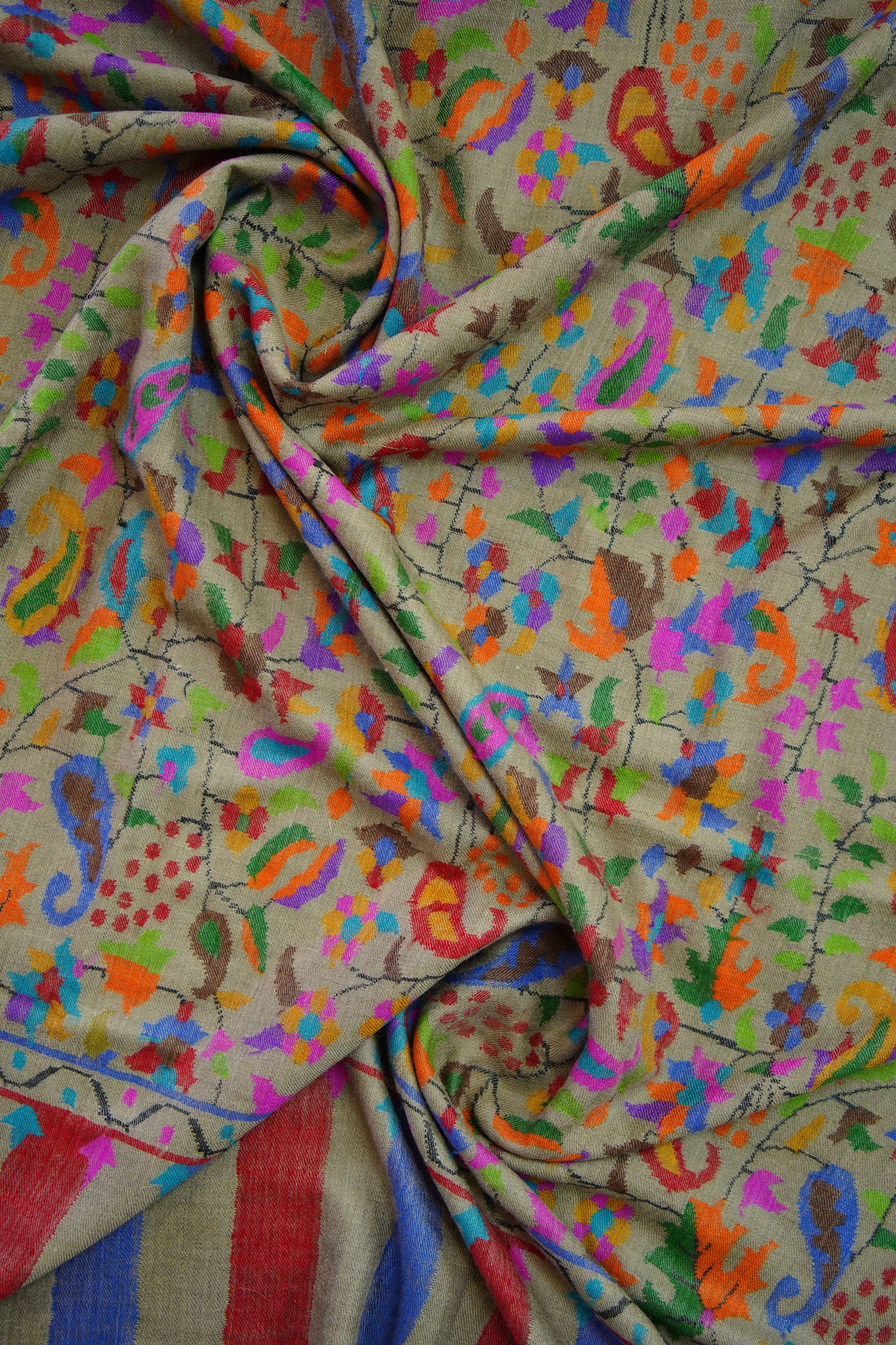 natural multi-coloured GI kani jamma pashmina shawl 0123