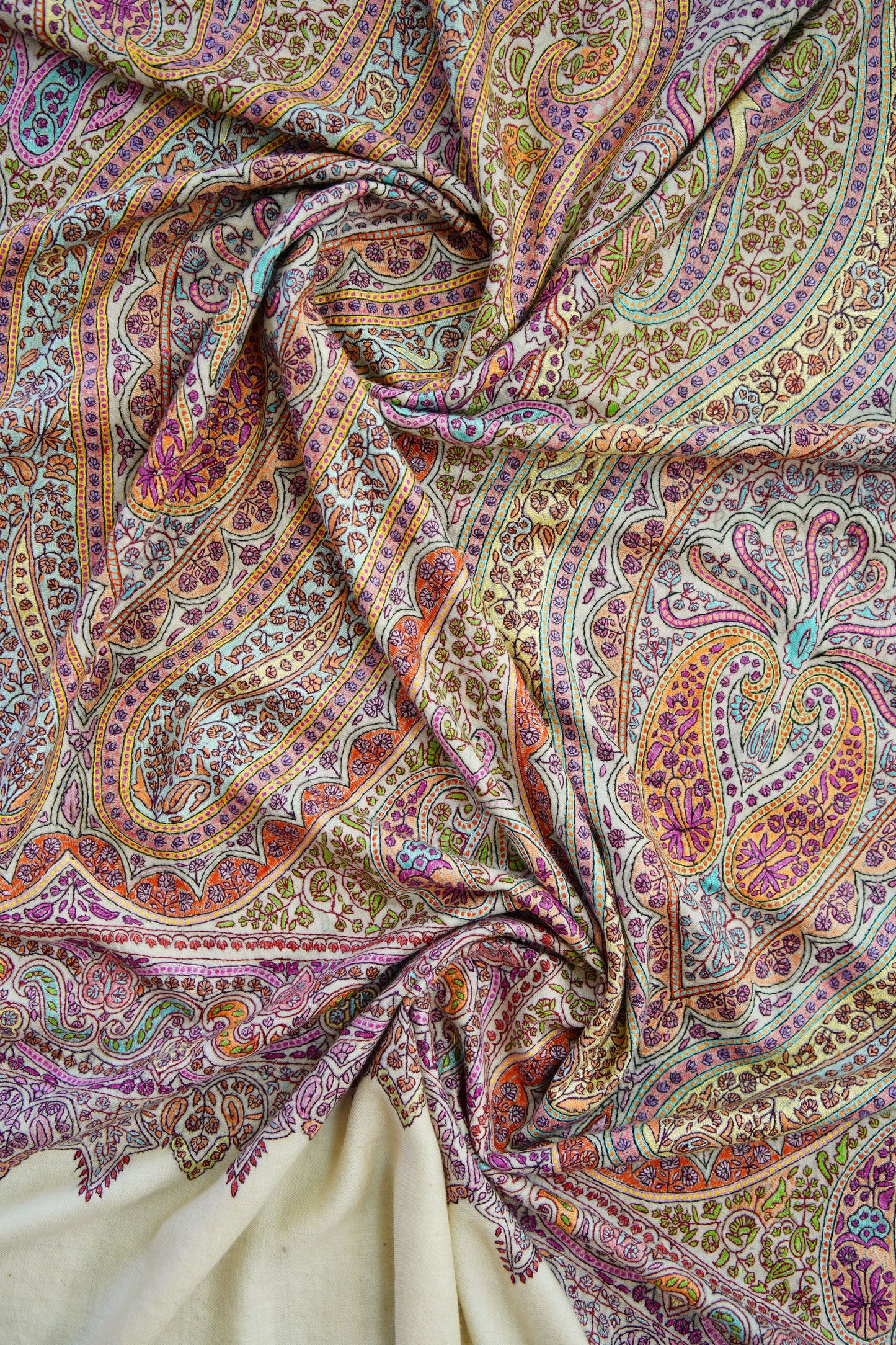 white GI jamma embroidery pashmina shawl 0132
