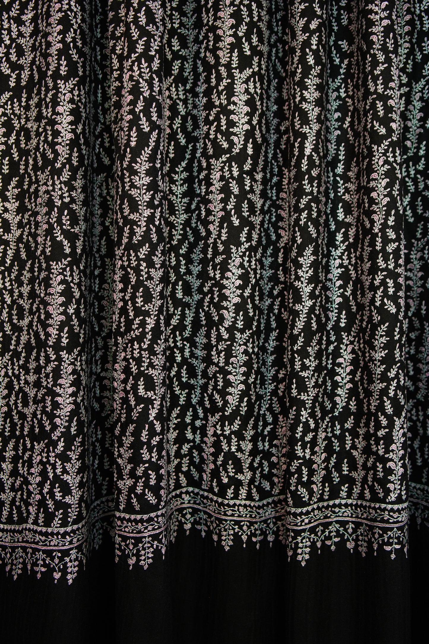 black XL GI jaali embroidery pashmina shawl 0163