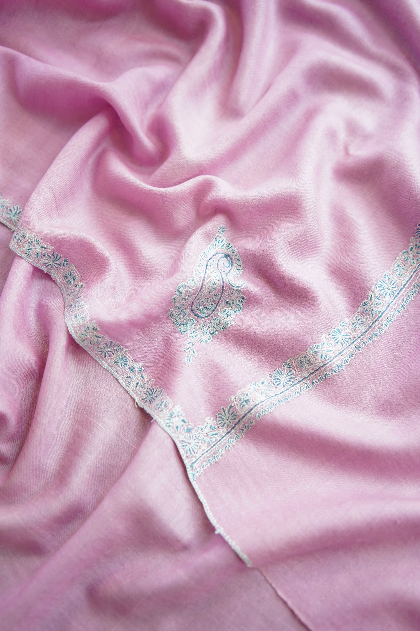 lemonade pink GI embroidery pashmina shawl 0167