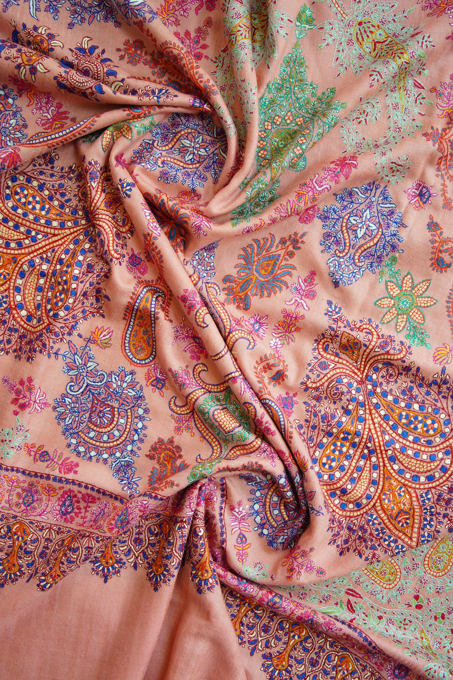 brick pink GI embroidery pashmina shawl 0170