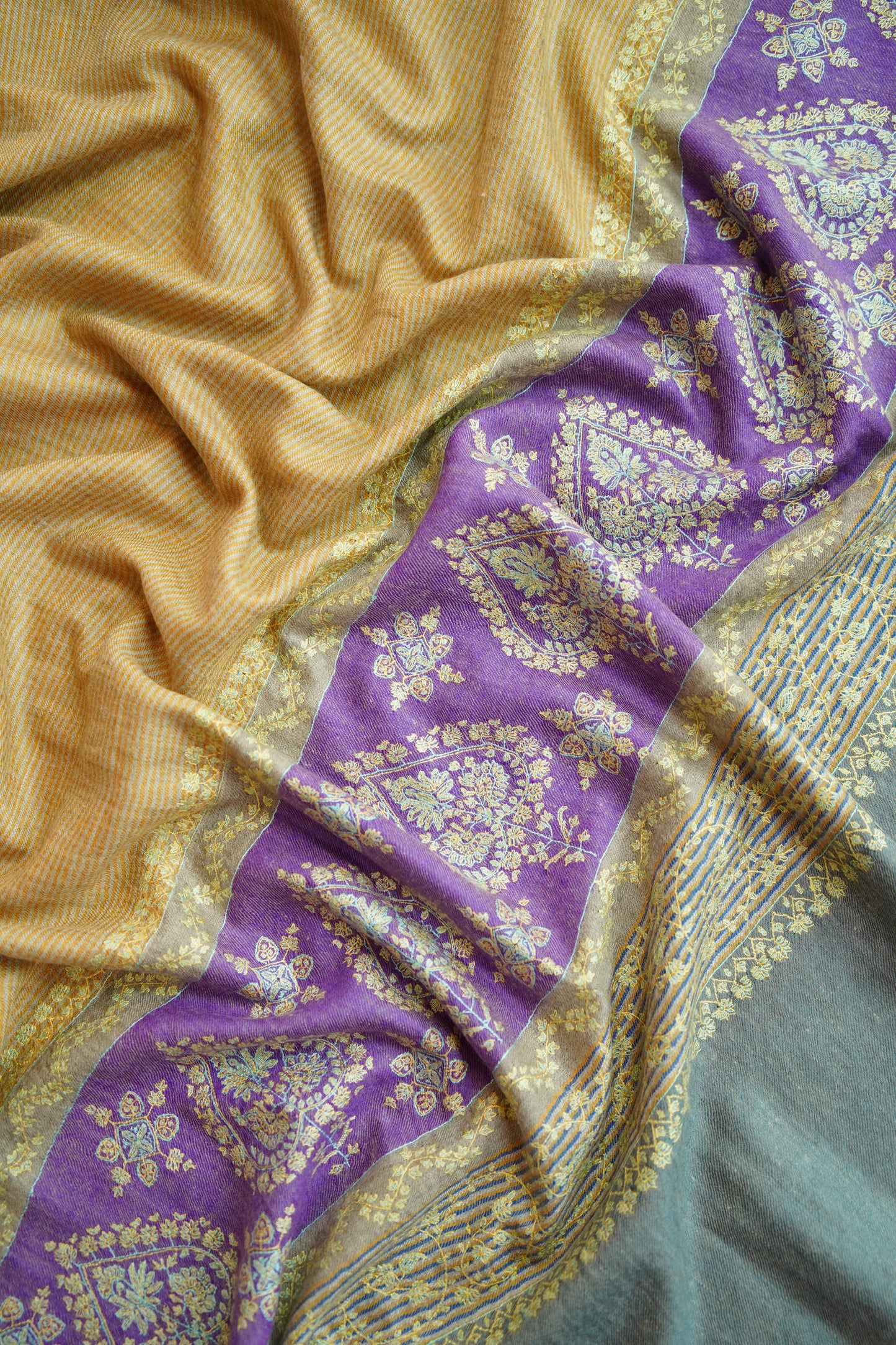 multi-coloured GI embroidery pashmina shawl 0194