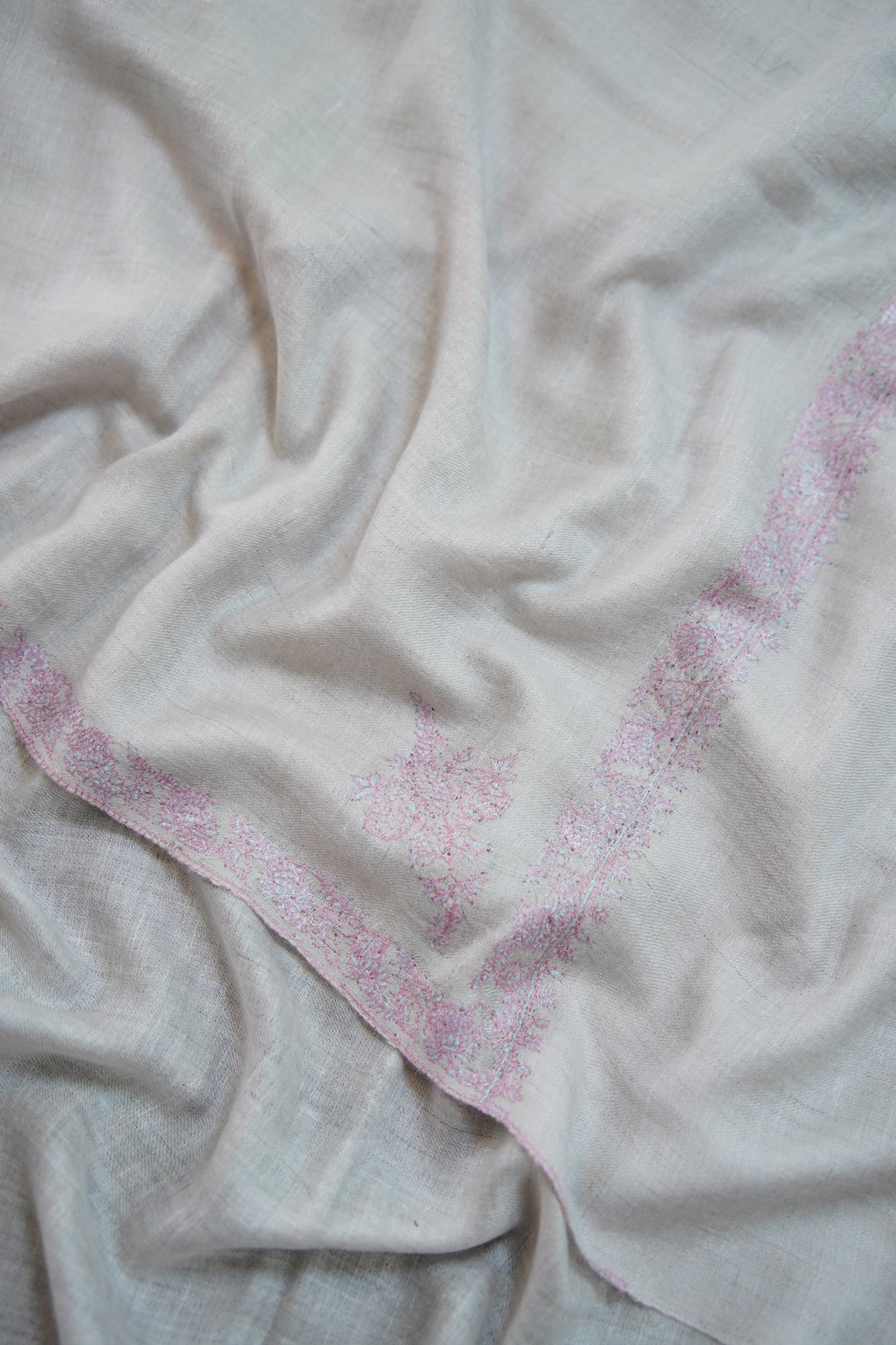 smoke grey GI embroidery pashmina stole 0224