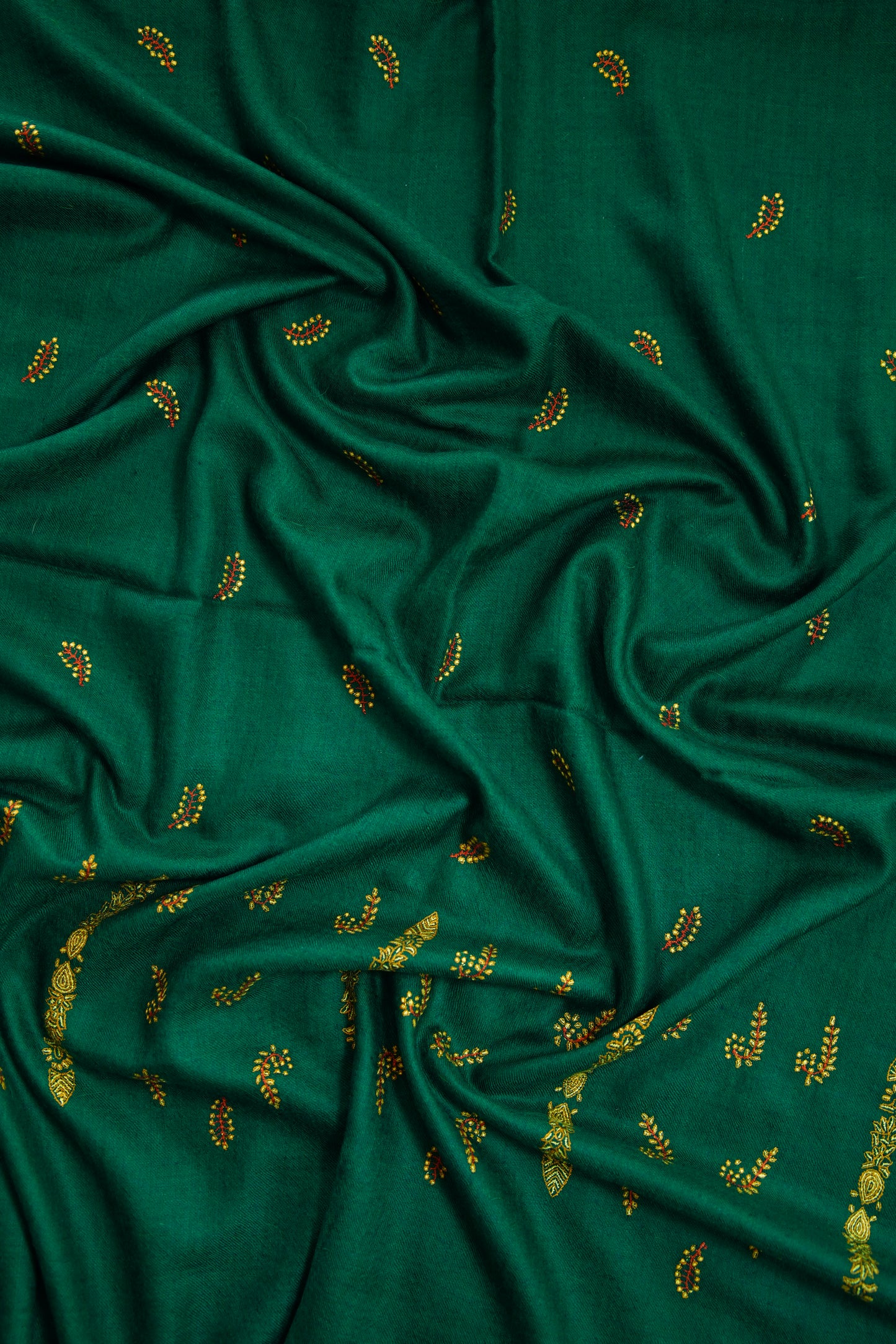 green GI butis embroidery pashmina stole 0241