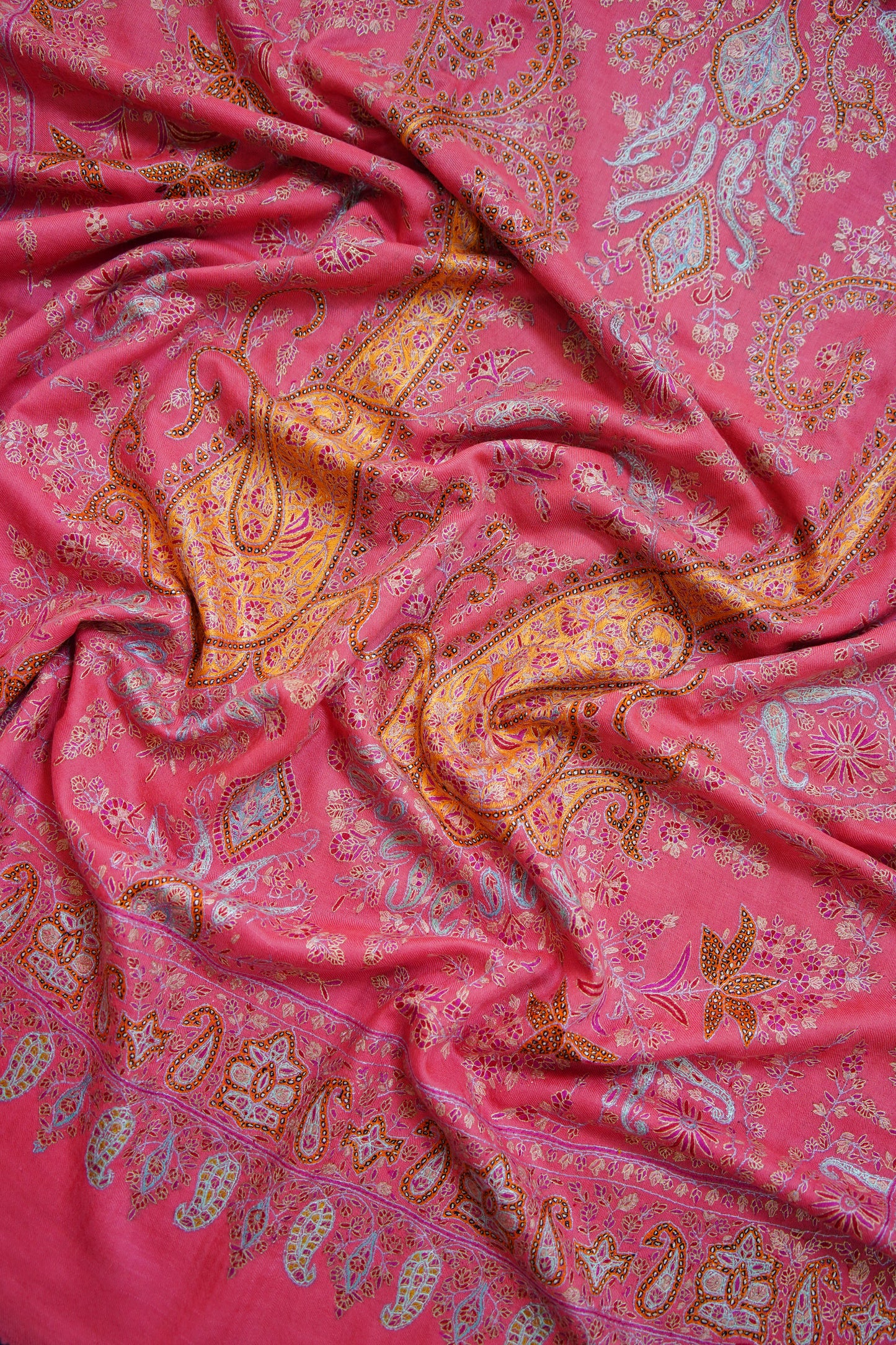 pink GI jamma embroidery pashmina shawl 0247