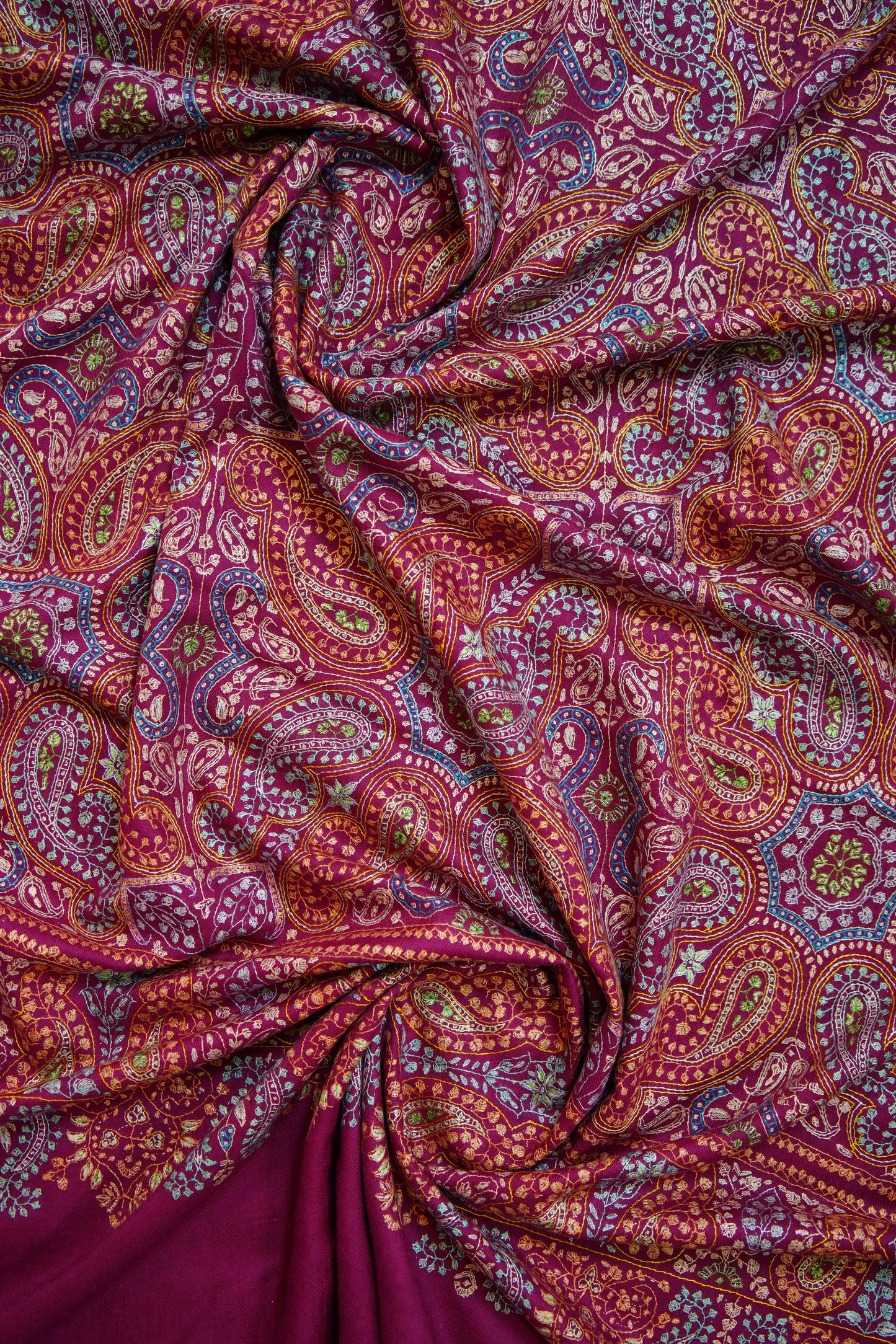 wine GI jamma embroidery pashmina shawl 0248