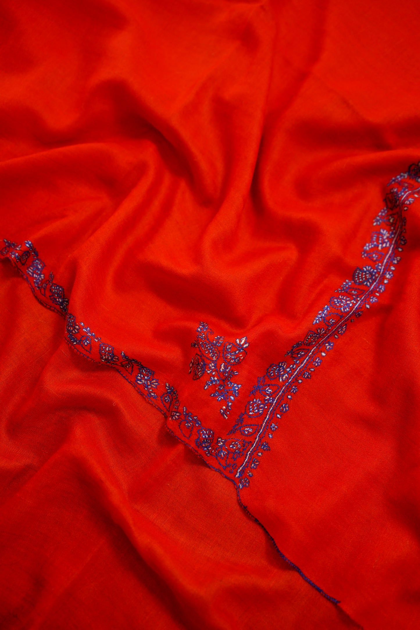 scarlet red GI embroidery pashmina stole 0249