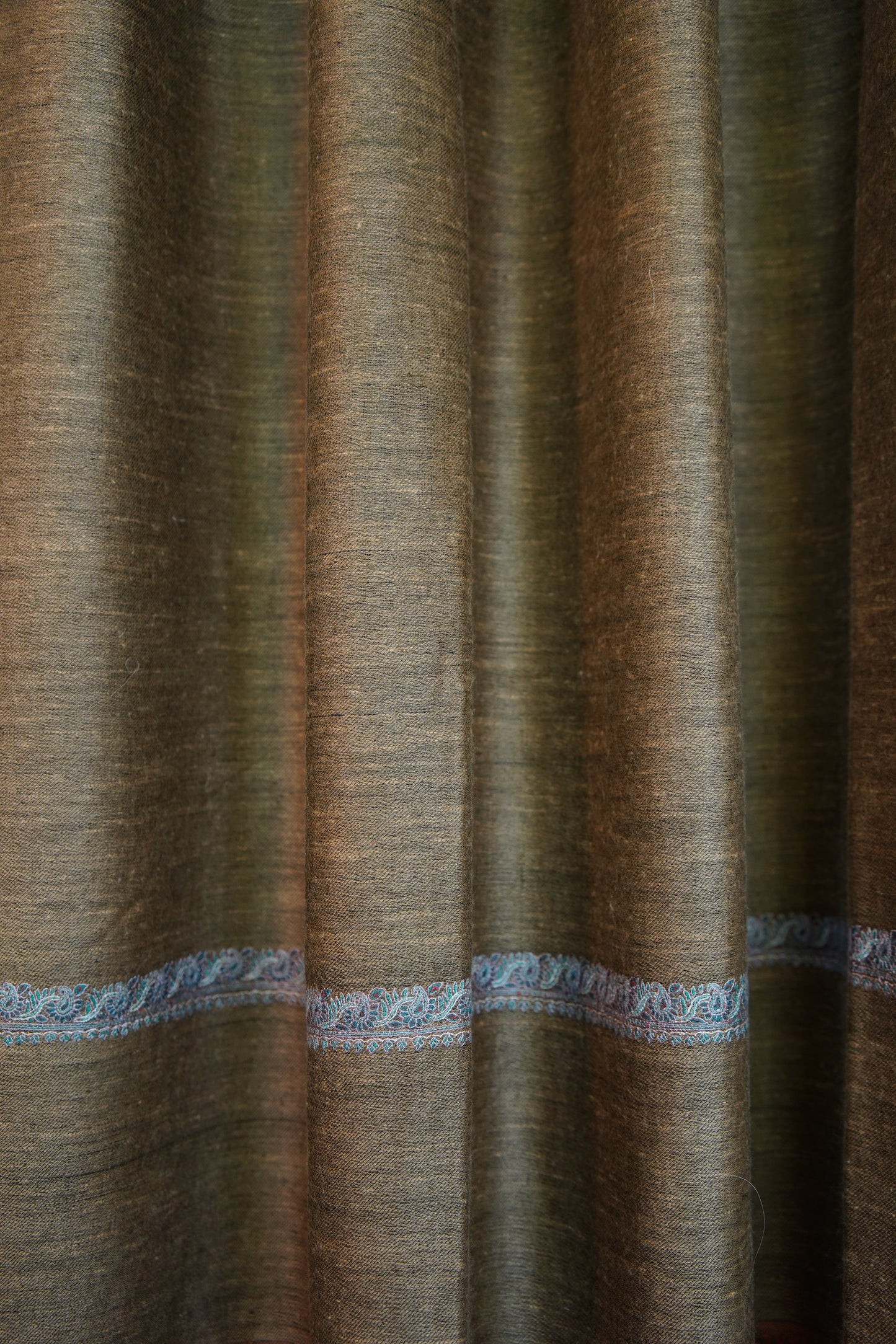 caramel brown XL GI reversible embroidery pashmina shawl 0255