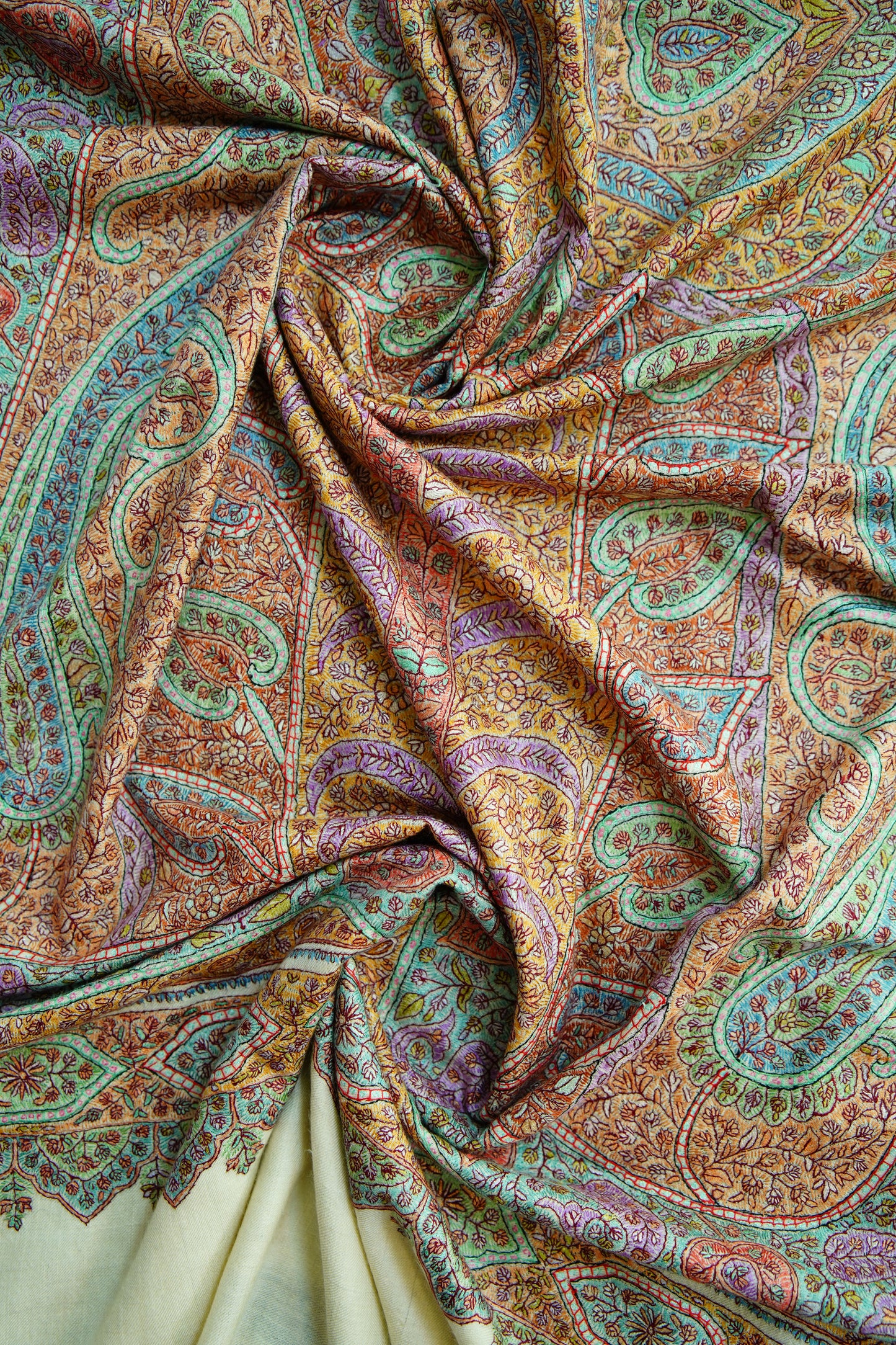 white GI jamma embroidery pashmina shawl 0266