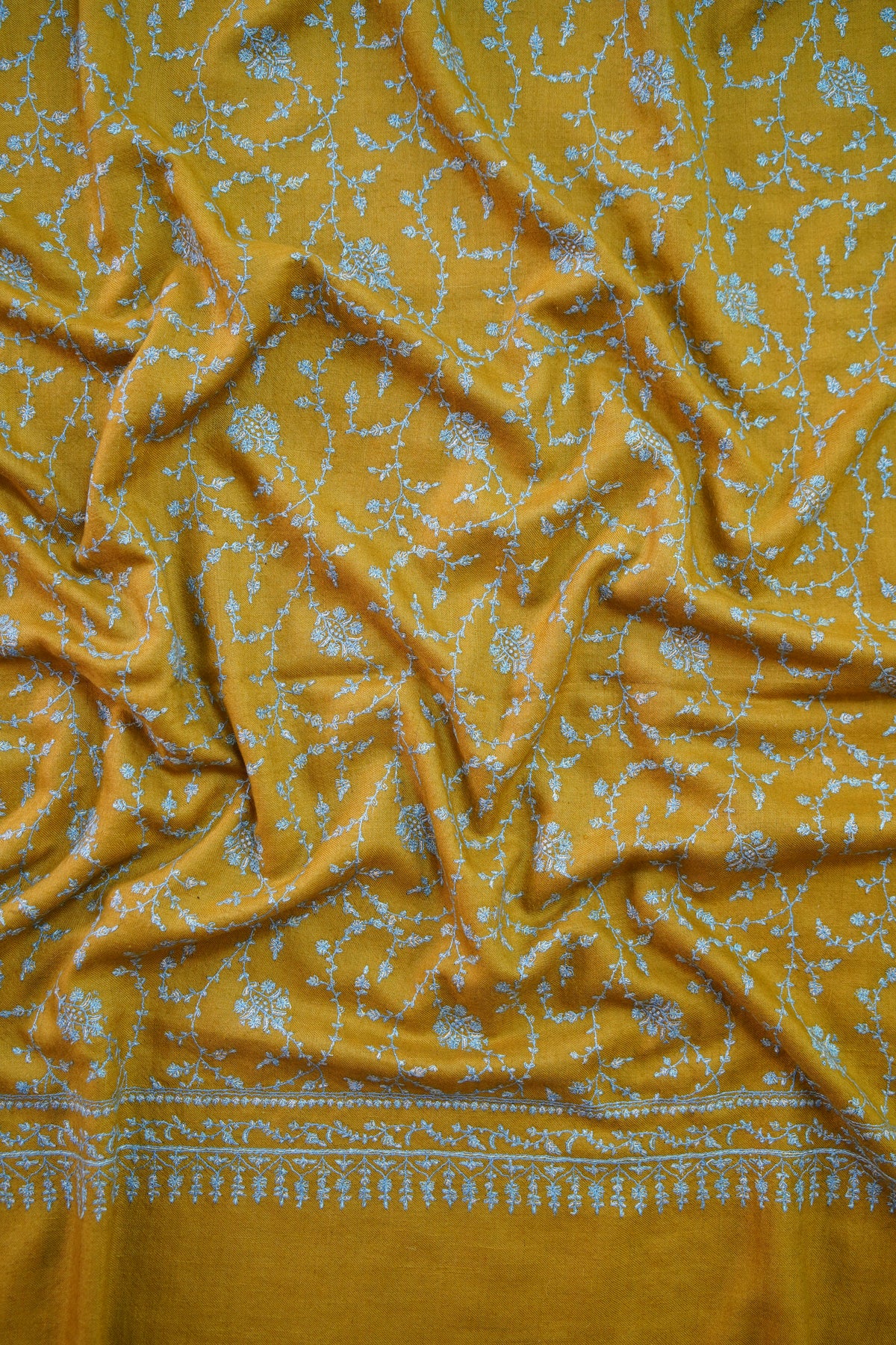 turmeric yellow GI embroidery pashmina shawl 0296