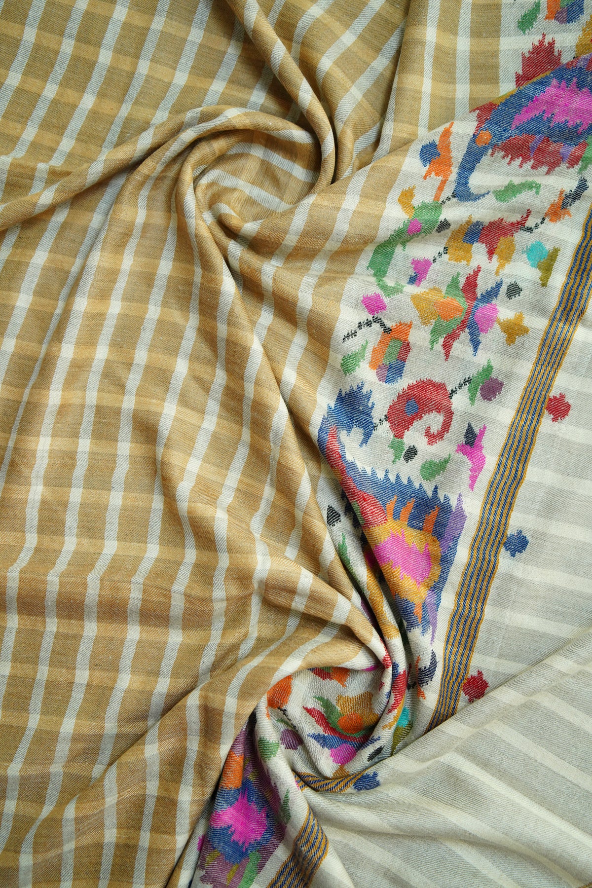 flax checked GI kani palla pashmina shawl 0304