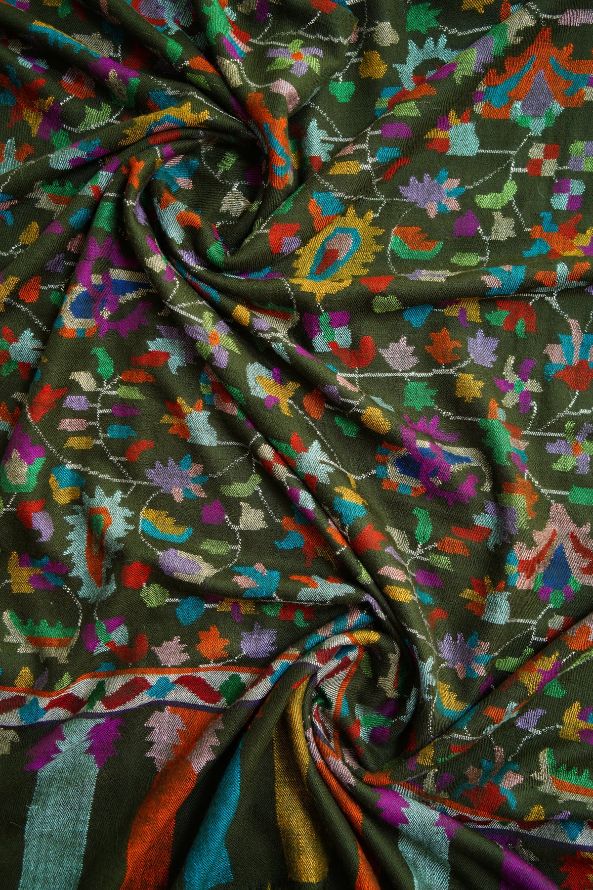 moss green GI kani jamma pashmina shawl 0306