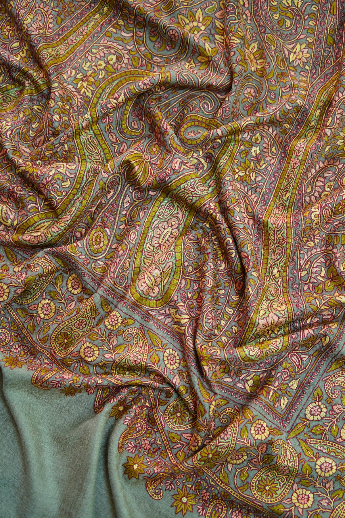 dark natural GI jamma embroidery pashmina shawl 0313