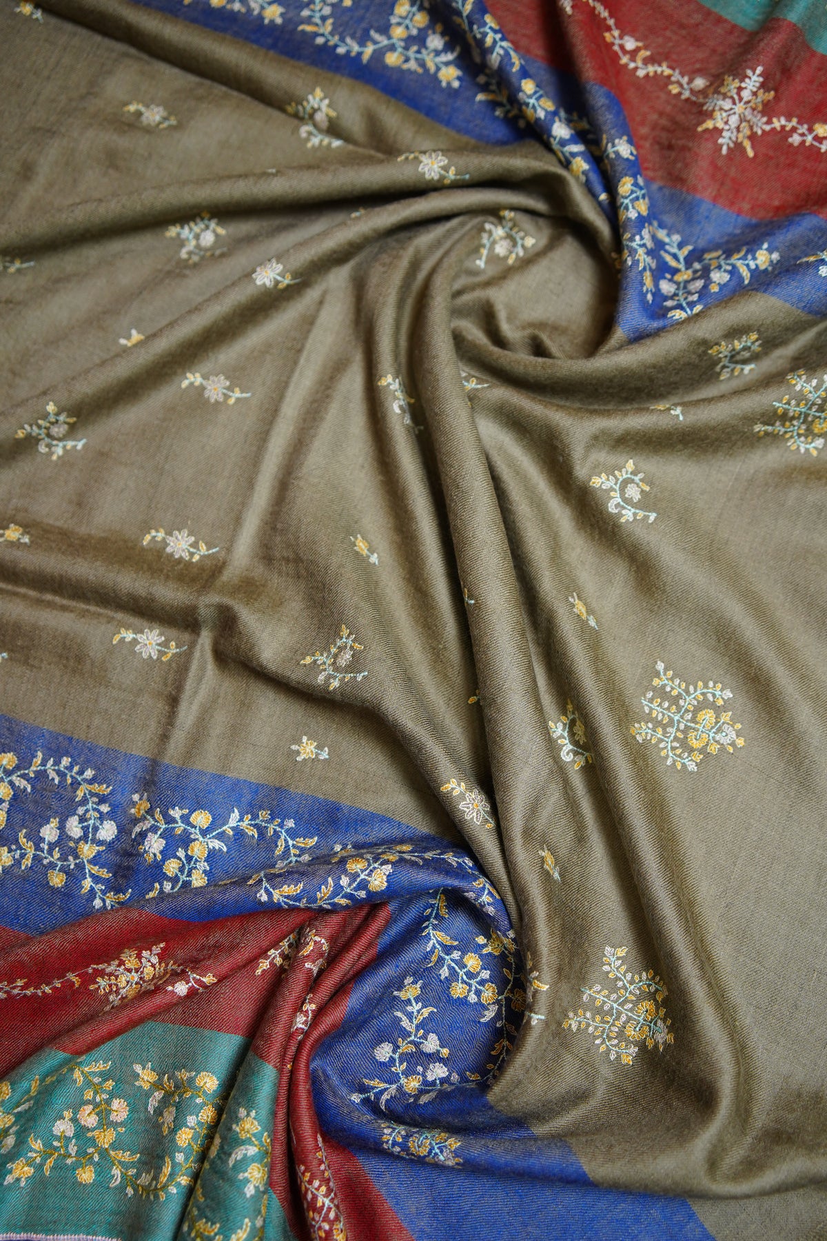 multi-coloured GI embroidery pashmina shawl 0349