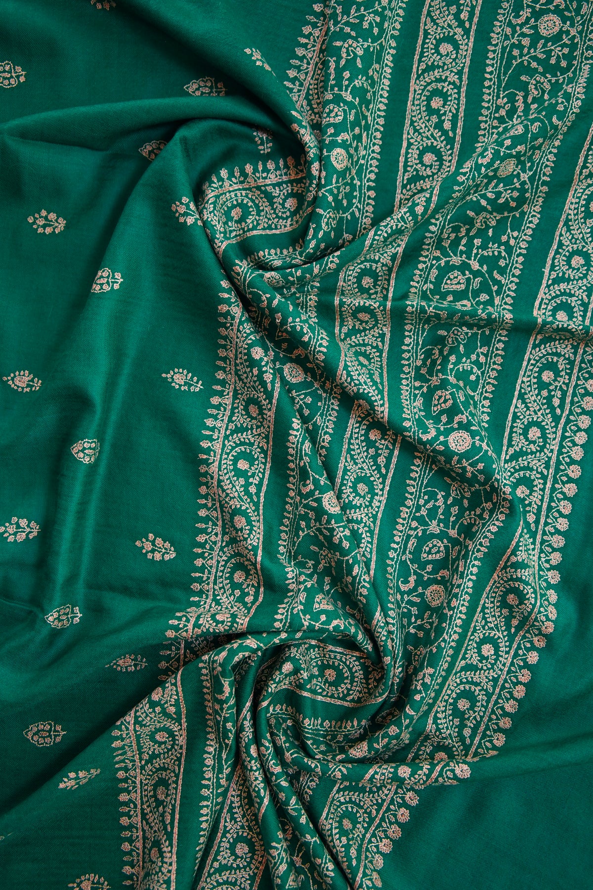 jade green GI embroidery pashmina shawl 0363