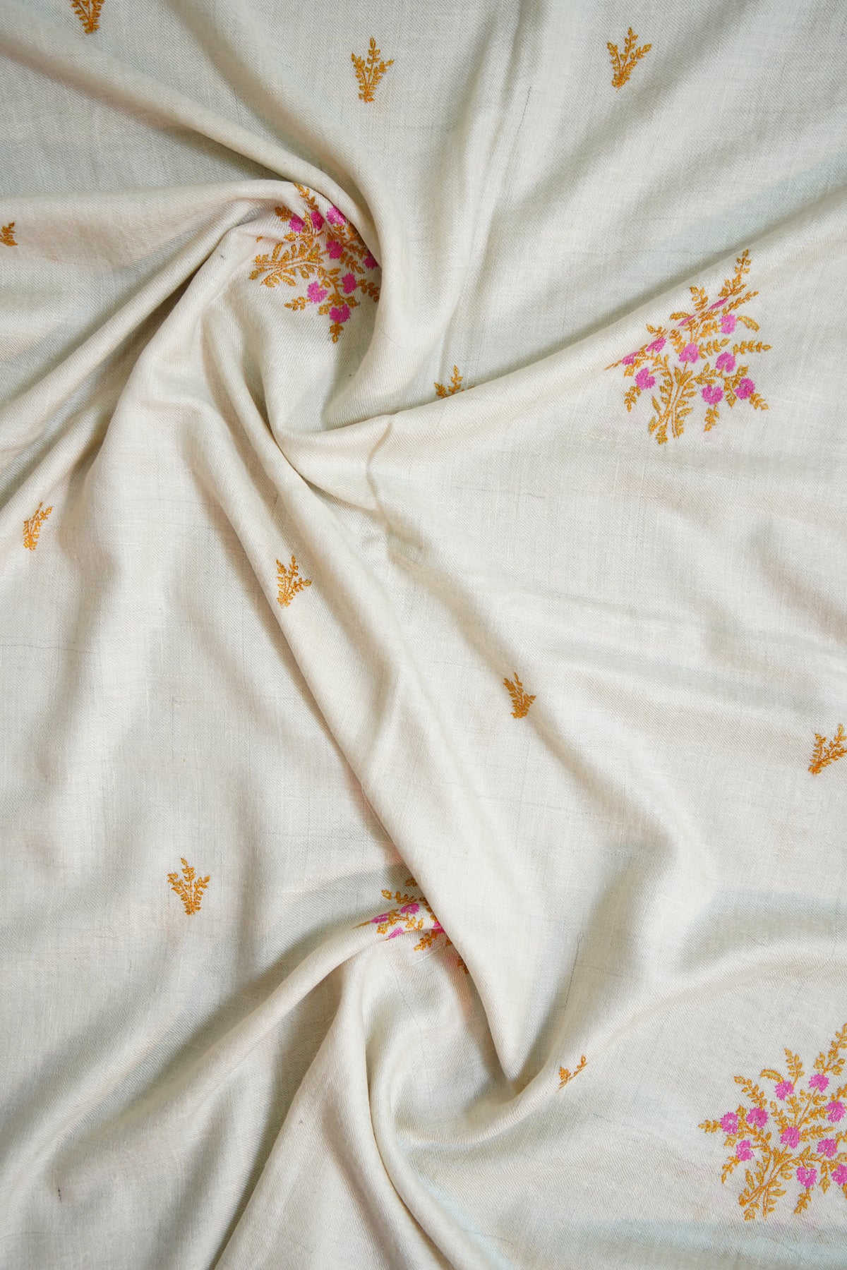 pure white GI butis embroidery pashmina stole 0366