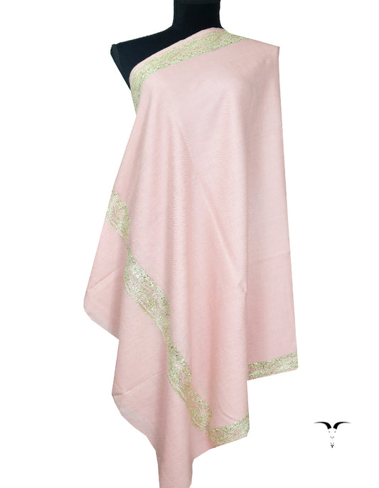 baby pink tilla embroidery pashmina shawl 8300