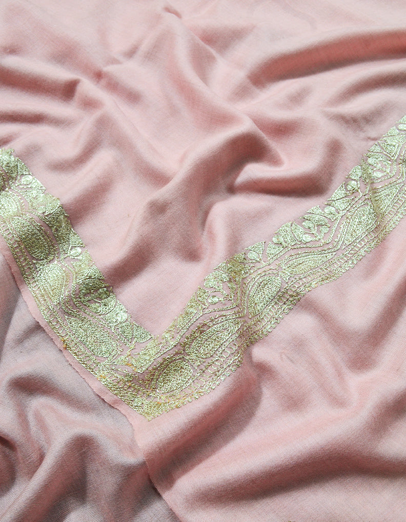 baby pink tilla embroidery pashmina shawl 8300