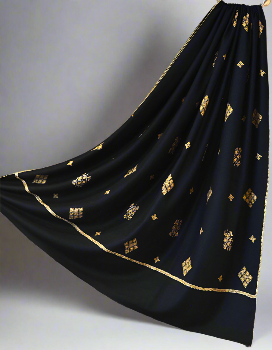 black XL booti embroidery Gi pashmina shawl 8175