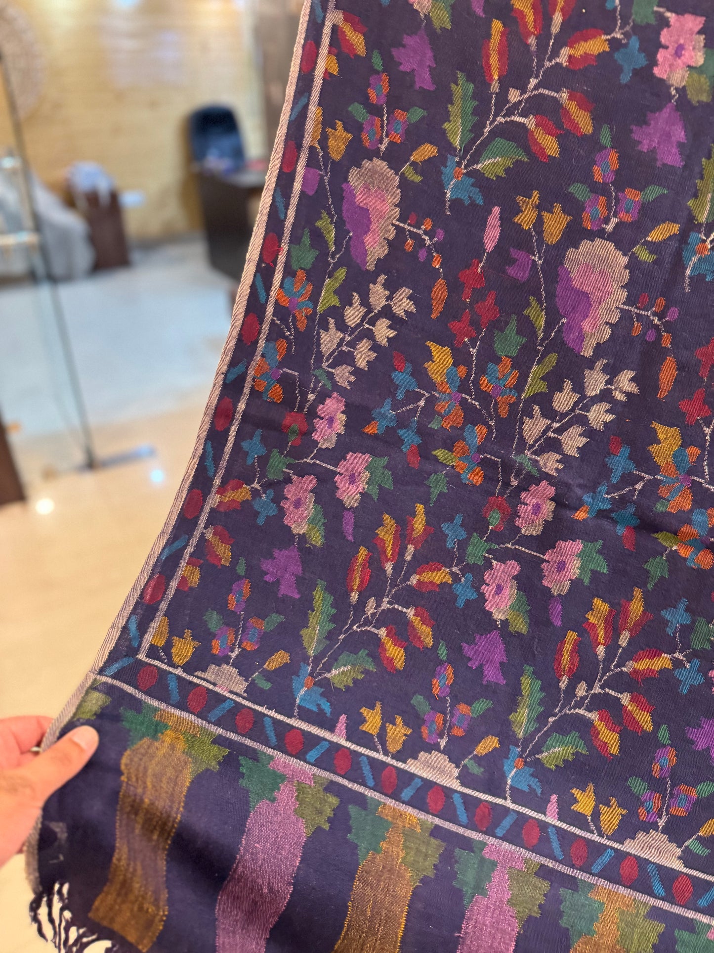 Blue Kani woven shawl