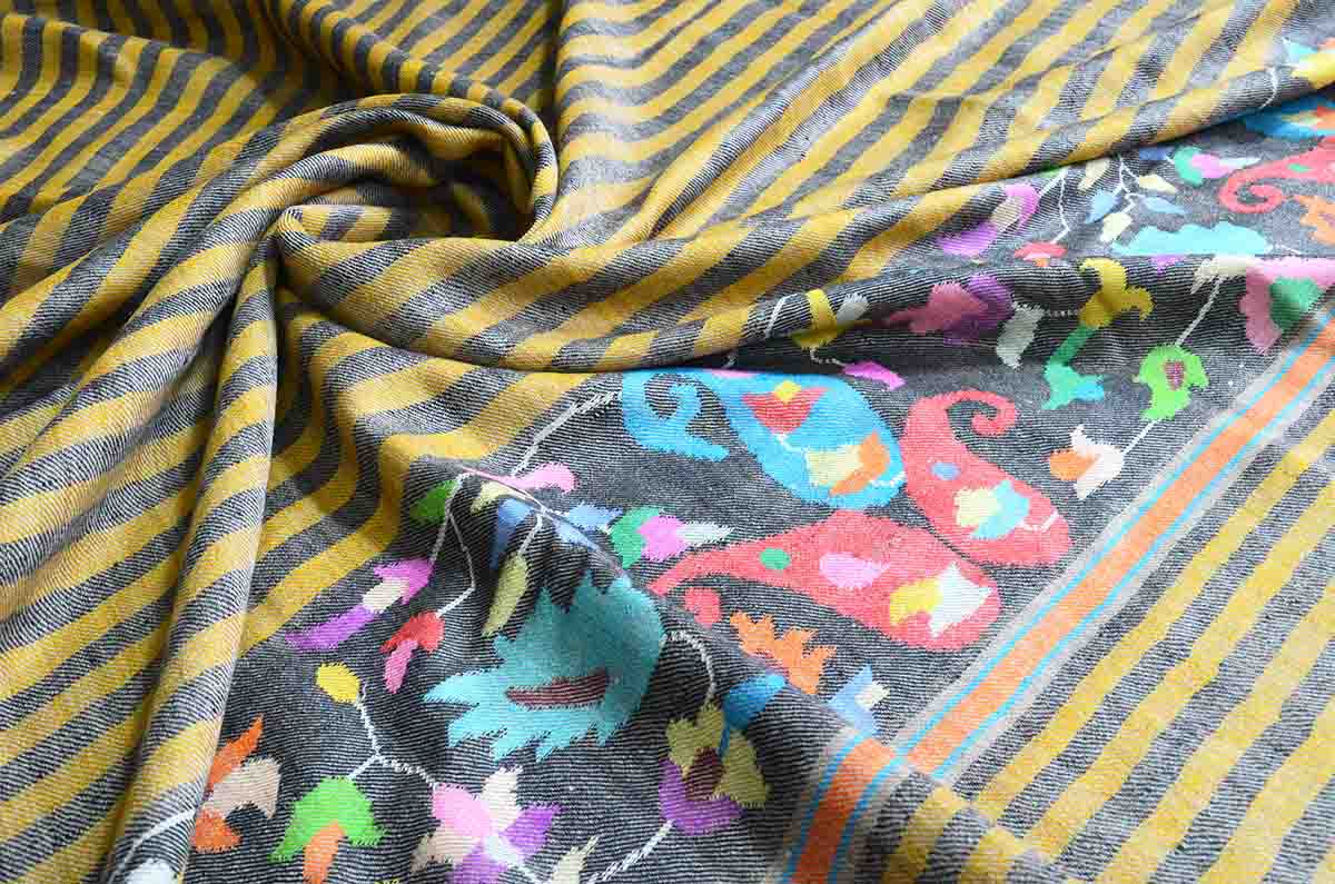 stripes kani border shawl - 4963
