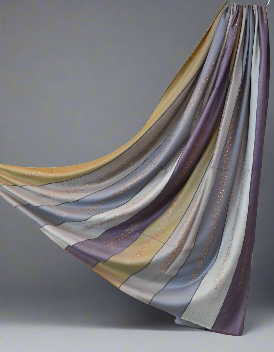 Pattern Based Multicoloured XL GI Pashmina Shawl In Sozni 6516