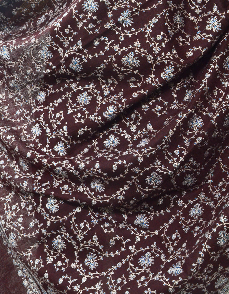 Brown Pashmina Shawl With Sozni Work 5673