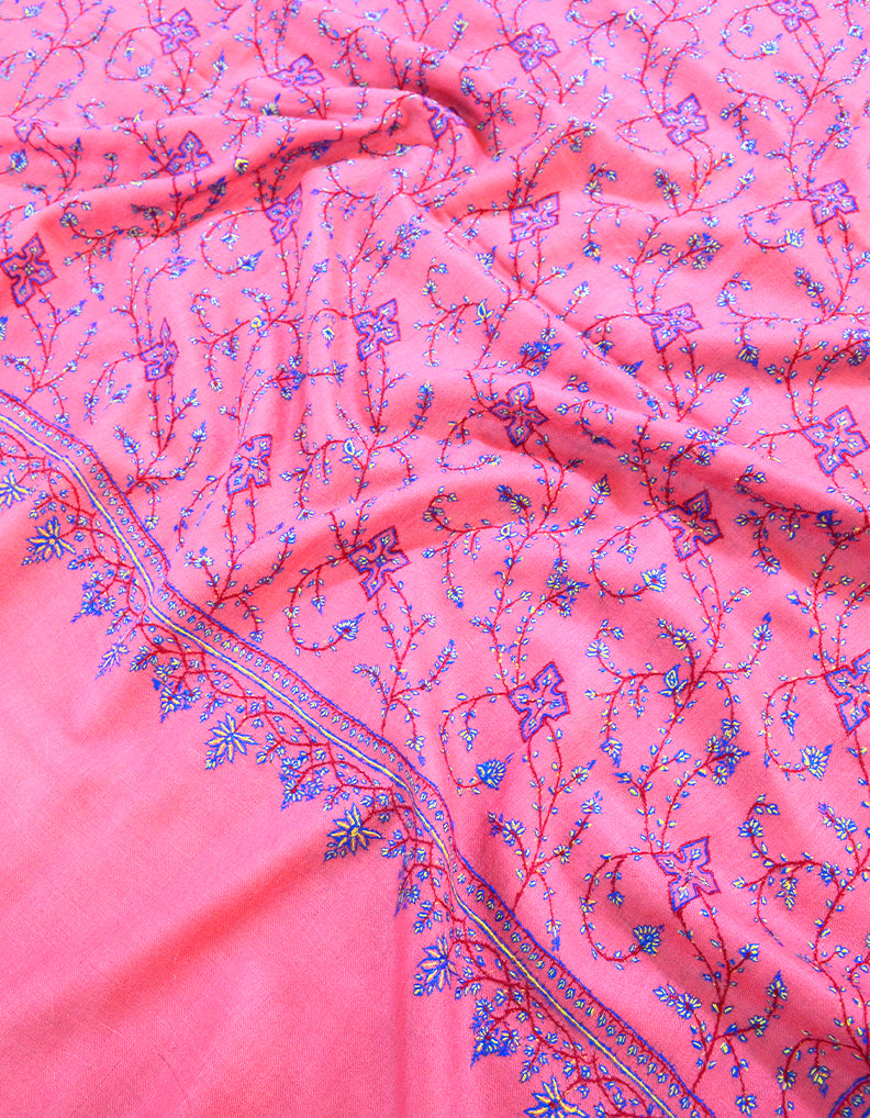Pink Pashmina Shawl In Sozni 6328