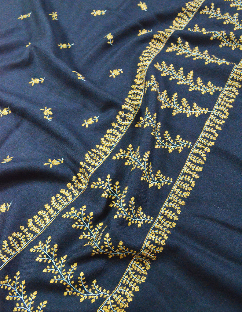 Yale Blue Pashmina Shawl In Sozni 7028