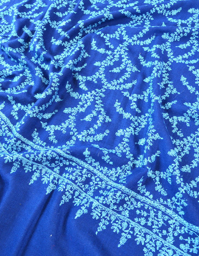 Blue Embroidery Pashmina Shawl 7436