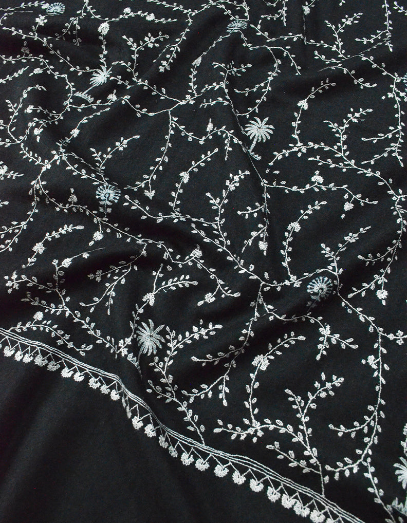 Black Embroidery Pashmina Stole 7532