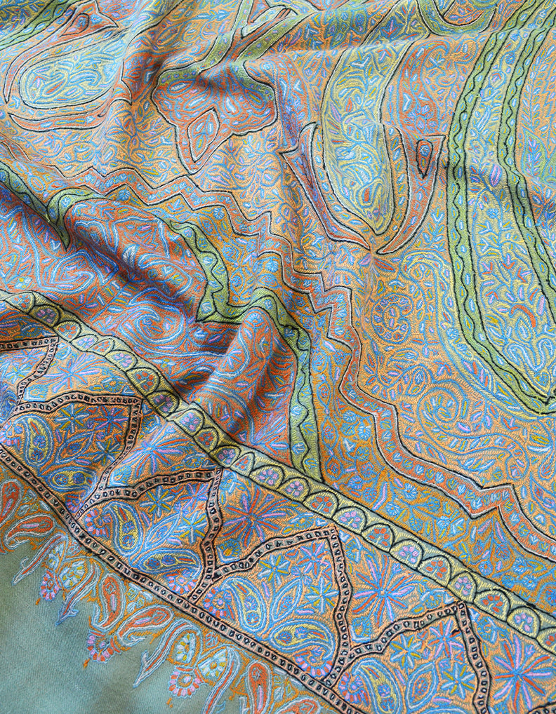 Natural Embroidery Pashmina Shawl 7613