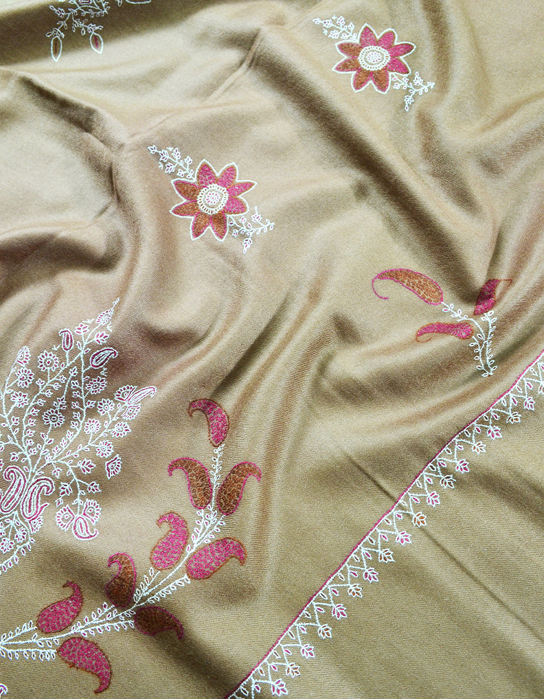 Natural Embroidery Pashmina Shawl 7734