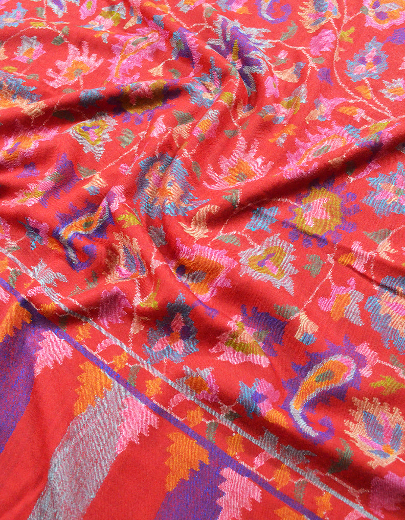 maroon kani pashmina shawl 7779