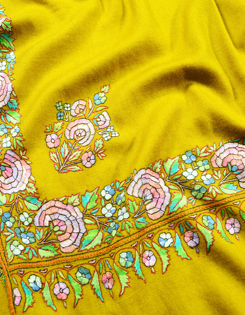 yellow embroidery pashmina shawl 7931