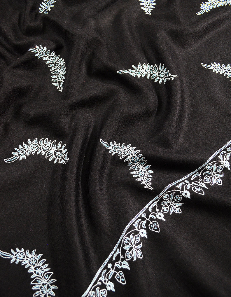 black booti embroidery Gi pashmina shawl 8084