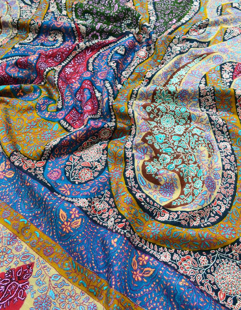 multi-coloured embroidery pashmina shawl 8245