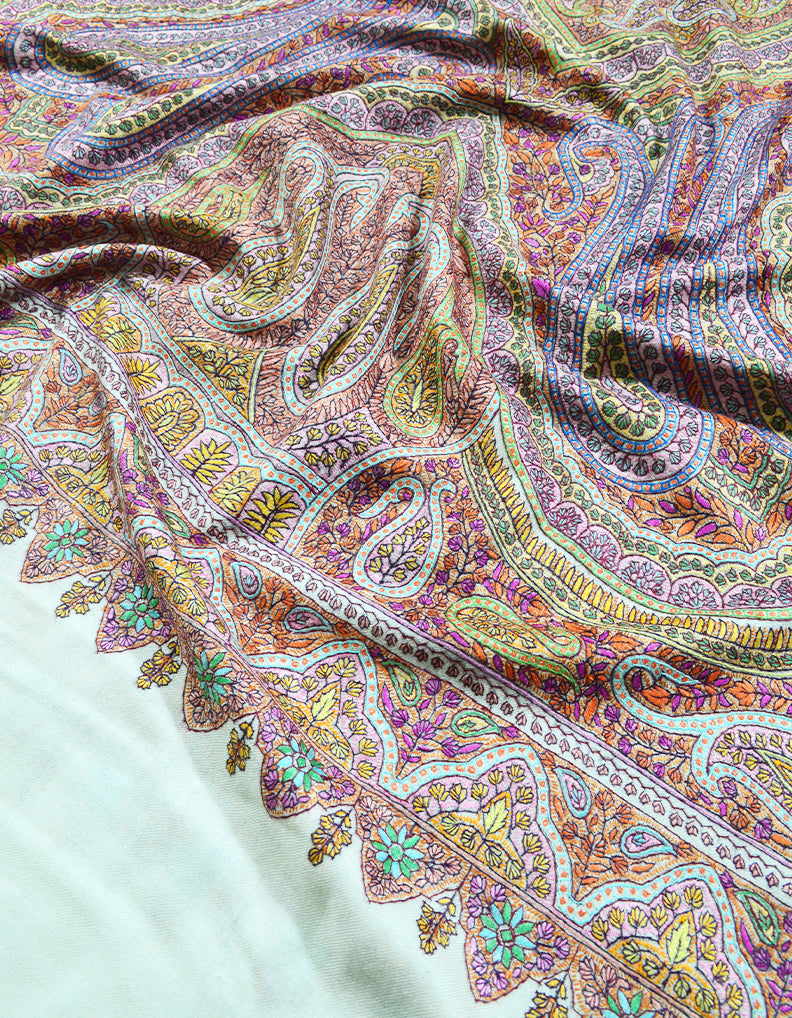 white jamma embroidery pashmina shawl 8301