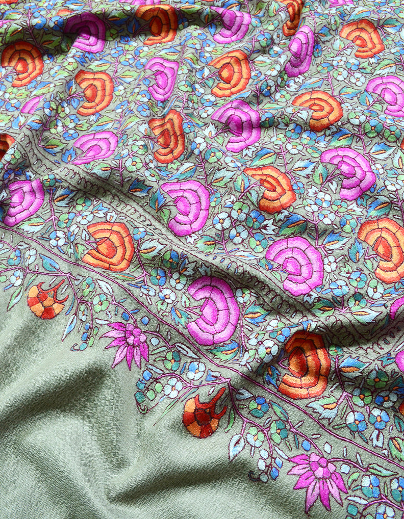 natural gulabdaar jamma embroidery pashmina shawl 8306