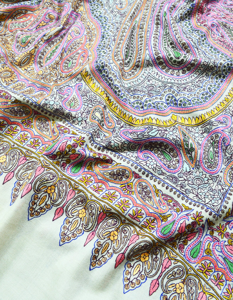 off white jamma embroidery pashmina shawl 8309